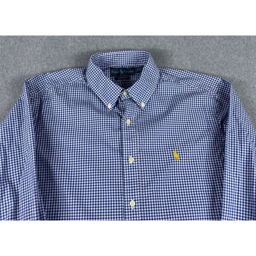 Vintage Ralph Lauren Classic Men's L Blue Yellow Button Down Long Sleeve Shirt